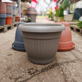 Barázdált virágcserép - sötét szürke (40cm)