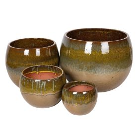 Singa Globe kerámia növénytartó - zöldesbarna 