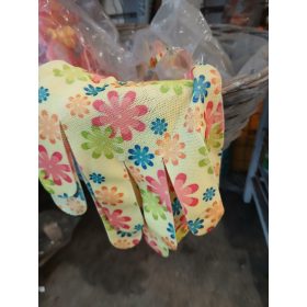 Kertész kesztyű - sárga virágos (M)