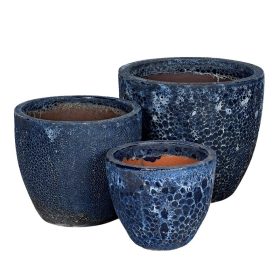 Savmaratott Brisbane kerámia kaspó - kék (37x33cm)