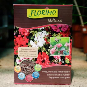   Florimo Natura Virág, muskátli, rózsa trágya - Vegyszermentes szerves virágtrágya, 2 kg-os kiszerelés