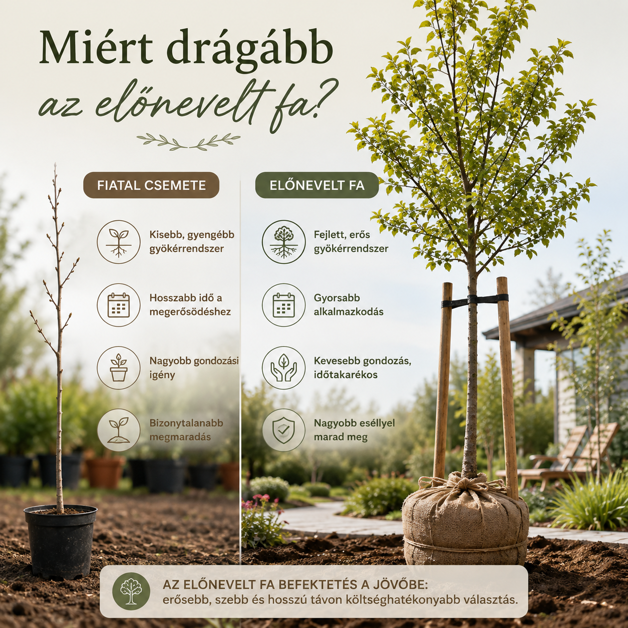 Miért drágább az előnevelt fa? 